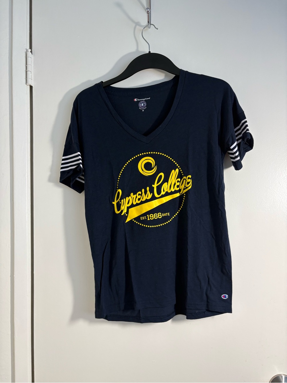 CYPRESS COLLEGE Champion Navy V-Neck Tee